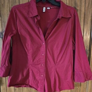 St. John's Bay Women's Burgundy Button-Down Shirt